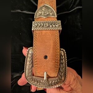 ARIAT  Brown Leather Belt with Silver Buckle